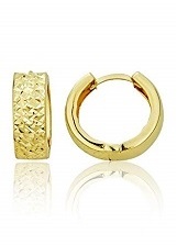lovely solid gold diamond cut toddler huggie earrings